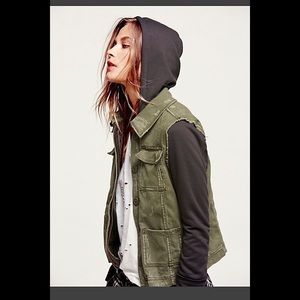 Free People Knit Hooded Utility Jacket